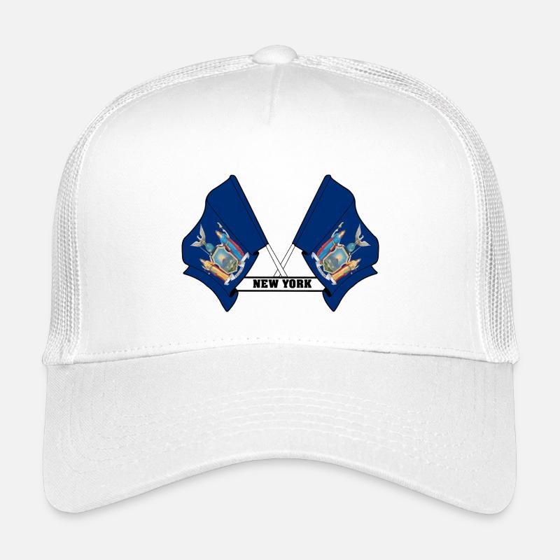Zwei Flaggen mit dem Text NEW YORK - Kinder Trucker-Cap - Weiß