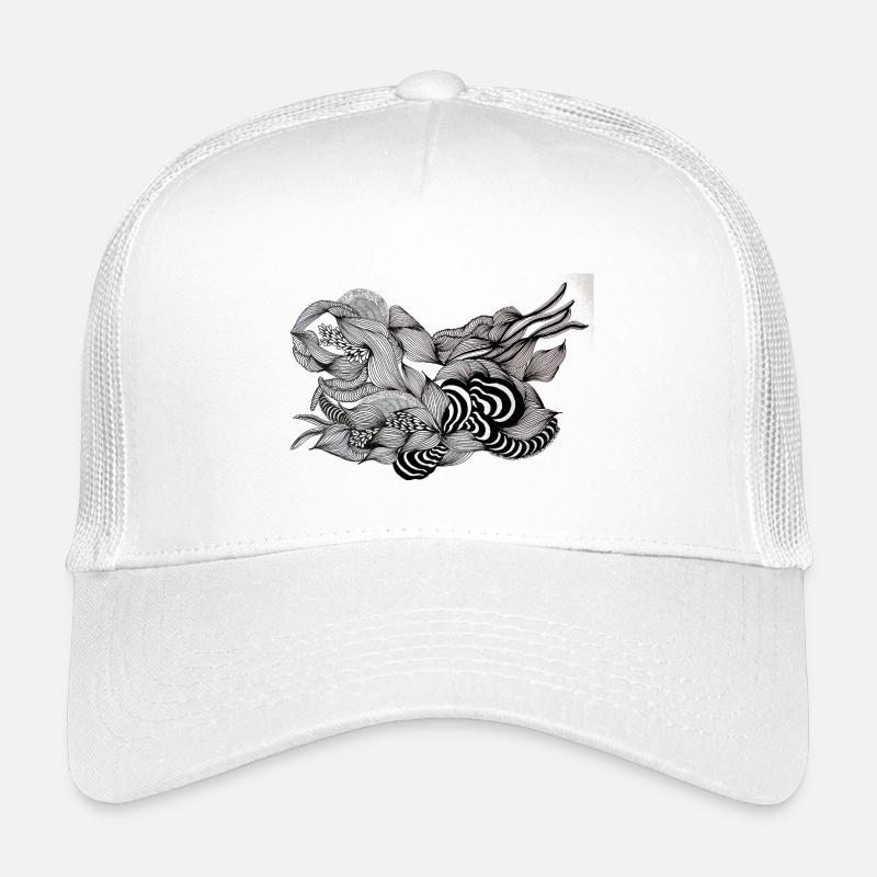 Schwarzweiß Fluss Blütenmuster - Kinder Trucker-Cap - Weiß