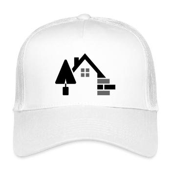 Logo Maurer avec truelle, briques et contour de maison - Casquette trucker enfant - blanc - Devant
