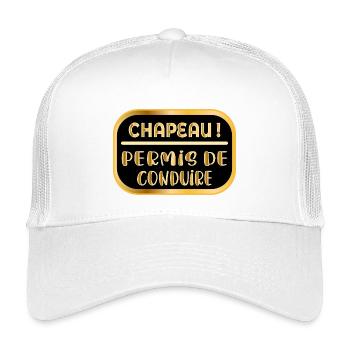 Chapeau Permis de Conduire - Casquette trucker enfant - blanc - Devant
