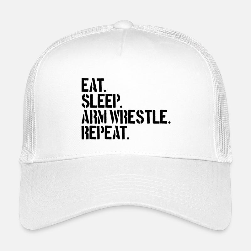 Manger, dormir, faire du bras de fer, répéter, bras de fer Casquette trucker enfant