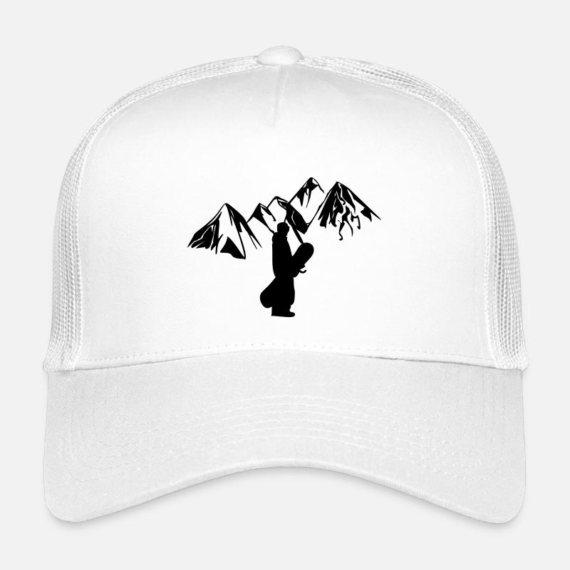 Snowboarder mit Bergen - Kinder Trucker-Cap - Weiß