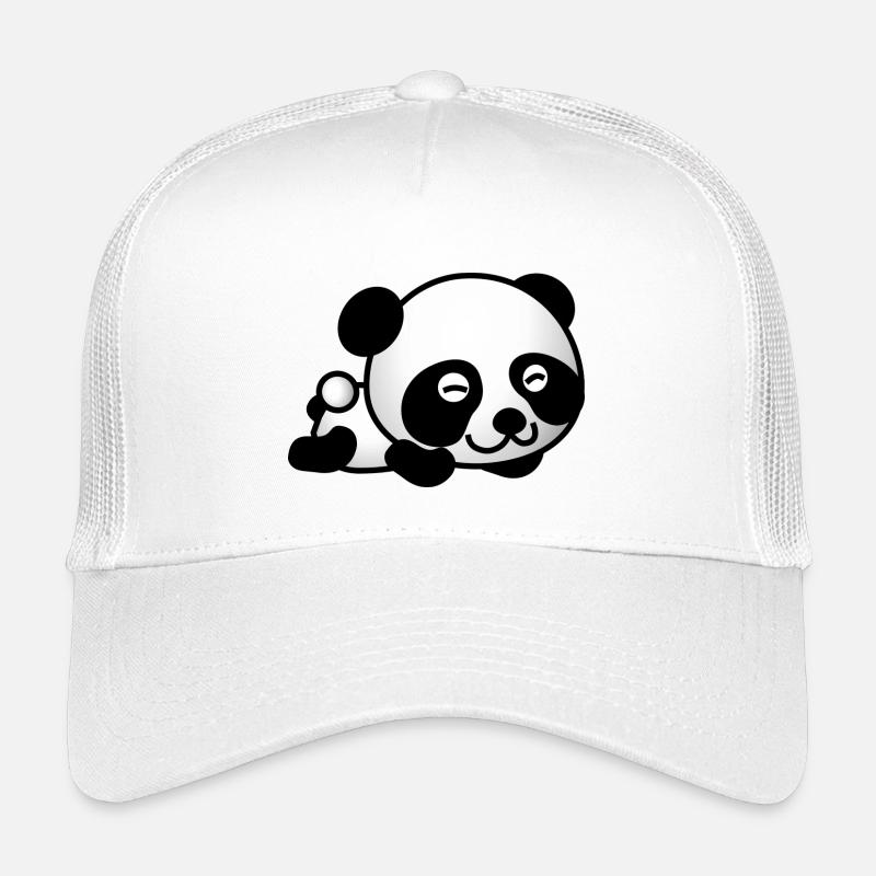 Glücklicher Panda - Kinder Trucker-Cap - Weiß