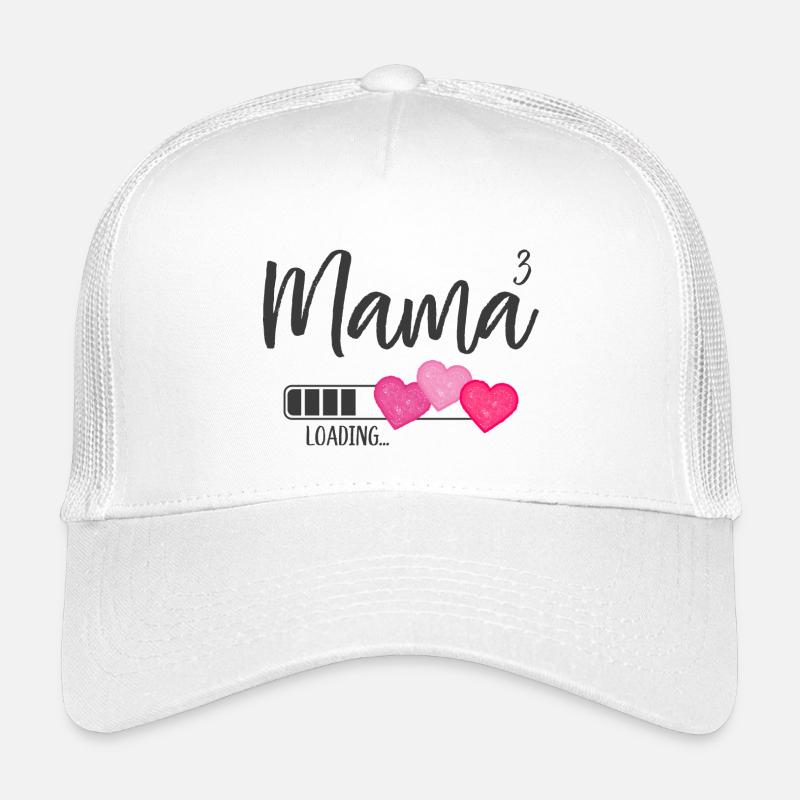 Mama hoch 3 Drillingsmama Drillinge Loading Herz - Kinder Trucker-Cap - Weiß