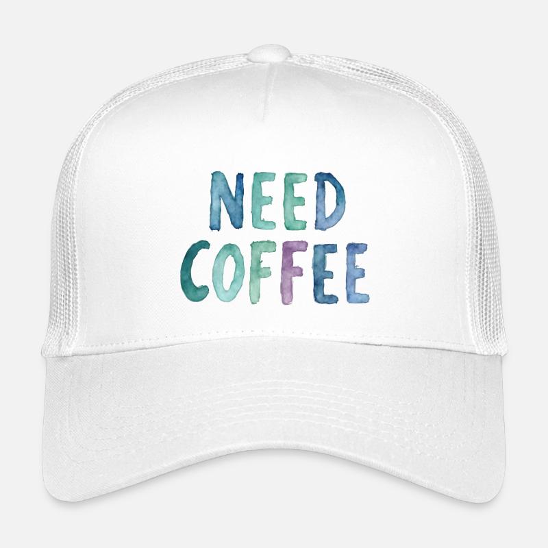 Need Coffee Watercolor Text Kids’ Trucker Cap