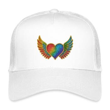 Regenbogenherz mit Flügeln - Kinder Trucker-Cap - Weiß - Vorne