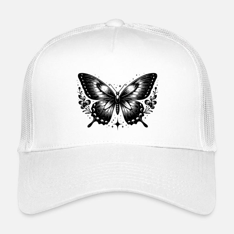 Papillon noir et blanc bohème Casquette trucker enfant