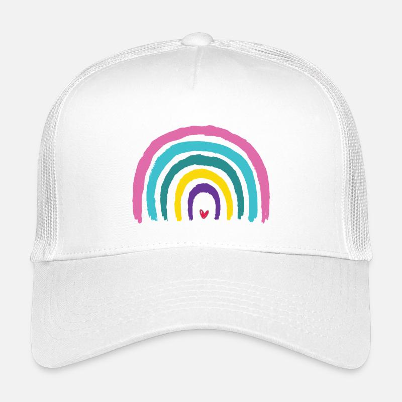Regenbogen mit Herz Farben der 90er  Kinder Trucker-Cap