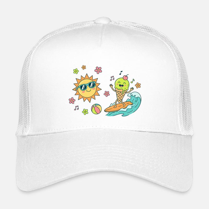 Sonne Surfer Eiscreme Wellen Eiskugel Sommer Spaß Kids’ Trucker Cap
