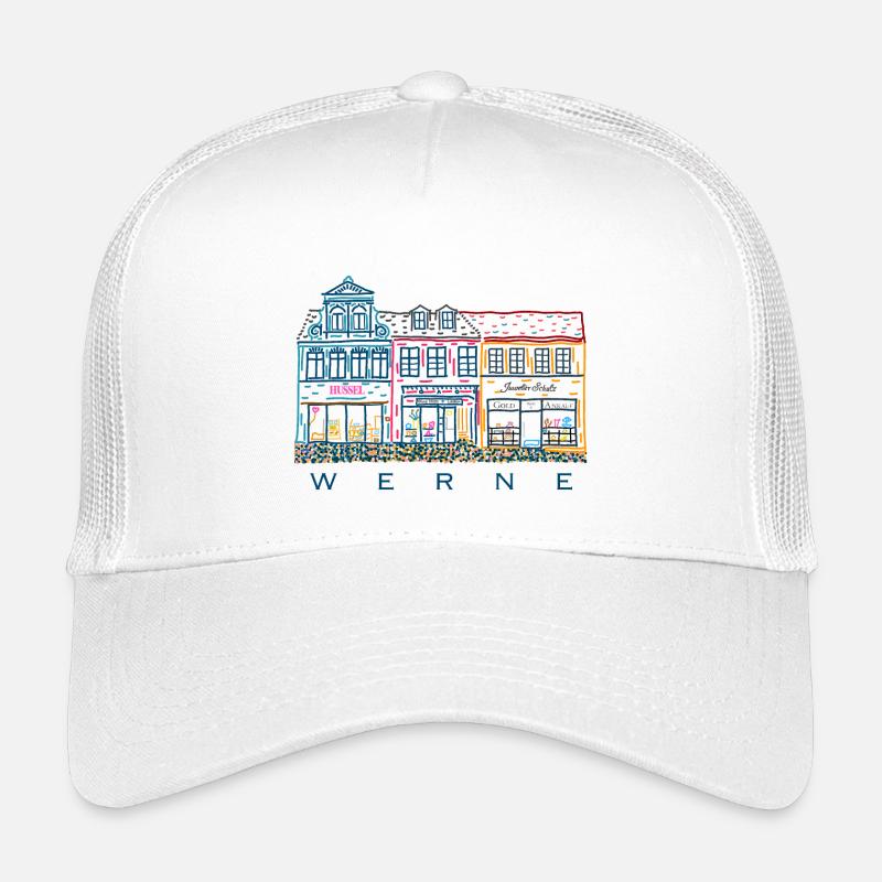 Werne, rangée de maisons colorées sur le marché, quartier d’Unna, Rhénanie-du-Nord-Westphalie Casquette trucker enfant