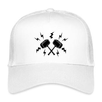 Two hammers of Thor around it lightning - Kids’ Trucker Cap - white - Front