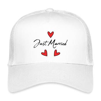 GERADE VERHEIRATET. Junggesellinnenabschied. VALENTINSTAG. PAAR - Kinder Trucker-Cap - Weiß - Vorne