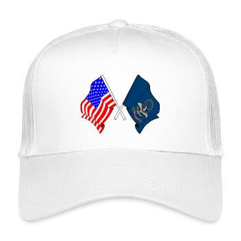 USA and North Dakota flag crossed - Kids’ Trucker Cap - white - Front