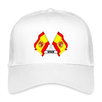 Gekreuzte spanische Flaggen mit SPANIEN - Kinder Trucker-Cap - Weiß - Vorne