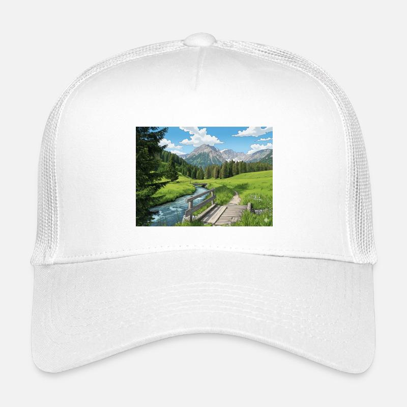 Alpine Flussweg Panorama Kinder Trucker-Cap