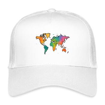 Weltkarte Aquarell Regenbogen - Kinder Trucker-Cap - Weiß - Vorne