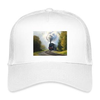 Autumn Steam Train in Woods - Kids’ Trucker Cap - white - Front