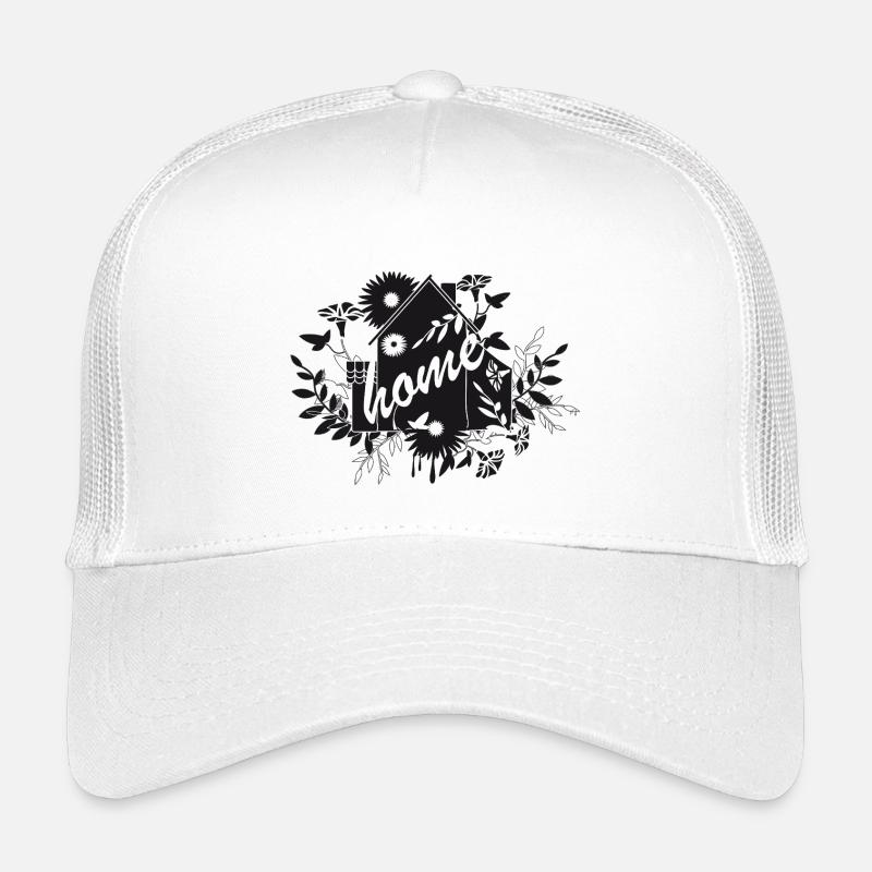 Schwarzes Haus mit Blumen – Haus Design Kinder Trucker-Cap