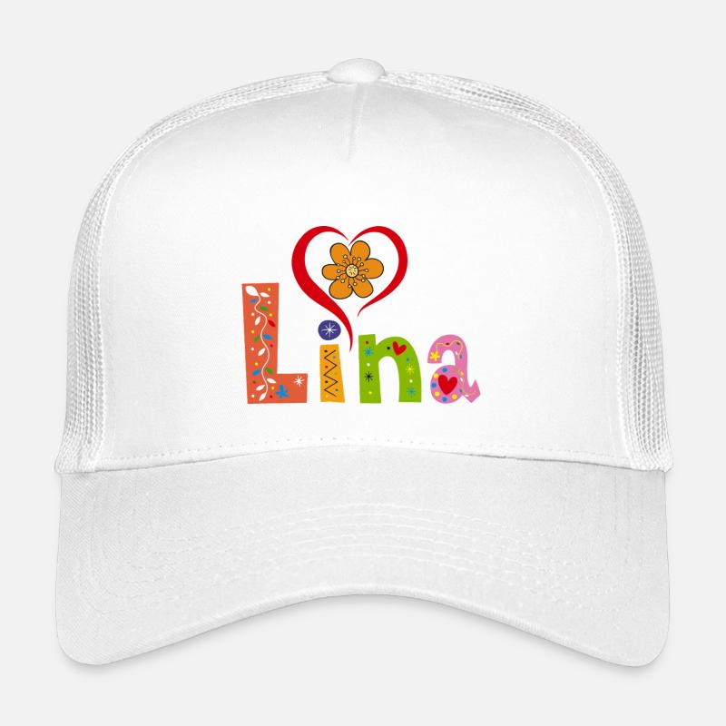 Lina Name Tee - Kinder Trucker-Cap - Weiß
