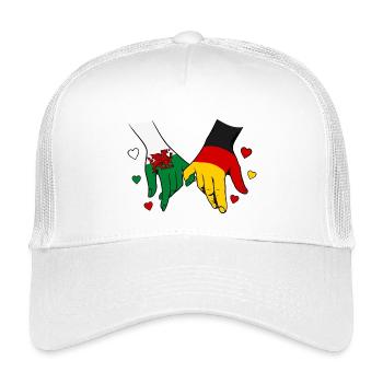 Wales_Deutschland_Flagge_Haendehalten - Kinder Trucker-Cap - Weiß - Vorne