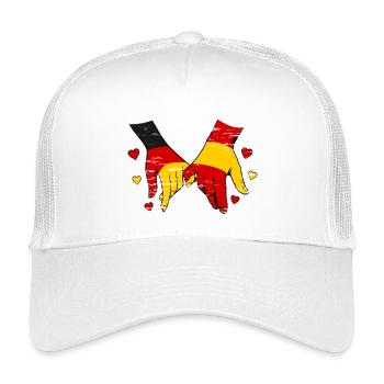 Deutschland_Spanien_Flagge_Haendehalten_used - Kinder Trucker-Cap - Weiß - Vorne