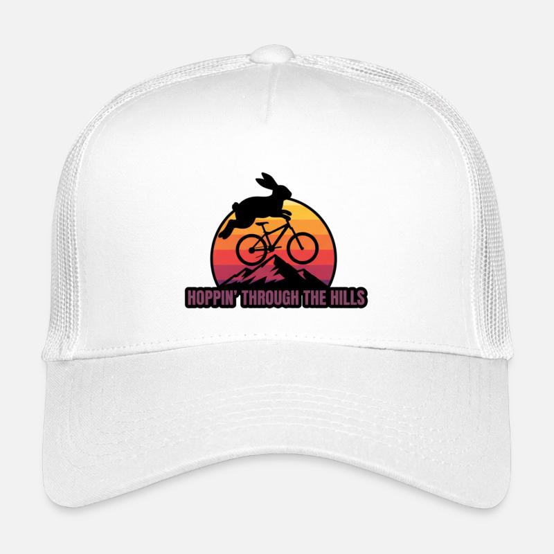 Sautant à travers les collines Vélo rétro Rabbit Casquette trucker enfant