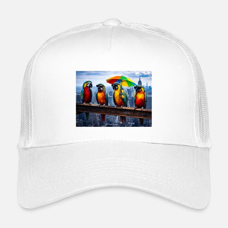Parade de perroquets avec parapluie arc-en-ciel Casquette trucker enfant
