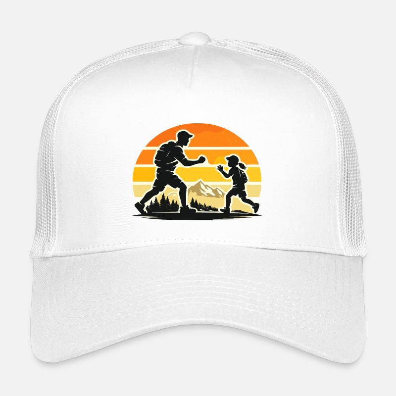 Aventure de marche au coucher de soleil Papa Enfant Casquette trucker enfant