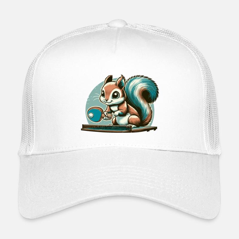 Cute cartoon squirrel playing table tennis Kids’ Trucker Cap