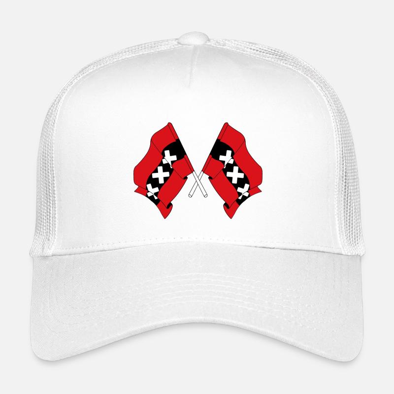 Zwei Flaggen Amsterdam Niederlande - Kinder Trucker-Cap - Weiß