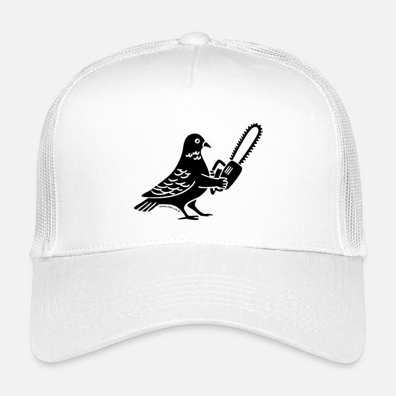 Cursed Pigeon Design – Dark Humor Bird Artwork  - Kinder Trucker-Cap - Weiß
