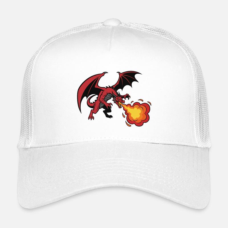 Roter Drache Feueratem Design - Kinder Trucker-Cap - Weiß