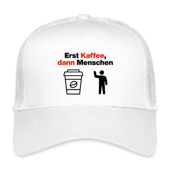First coffee, then people, for morgeen grouches - Kids’ Trucker Cap - white - Front