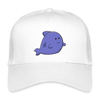 Mignon requin bleu adorable animal marinier Kawaii - Casquette trucker enfant - blanc - Devant