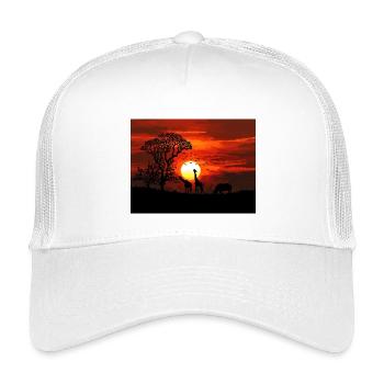 Coucher de soleil en savane africaine rétro pixel art - Casquette trucker enfant - blanc - Devant
