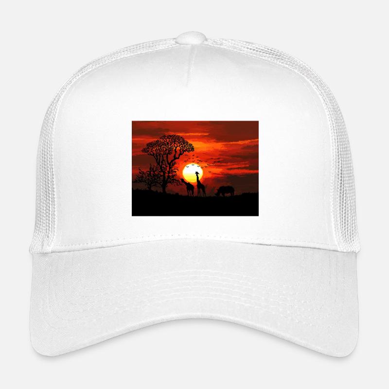 Retro Pixel Art African Savannah Sunset Kids’ Trucker Cap