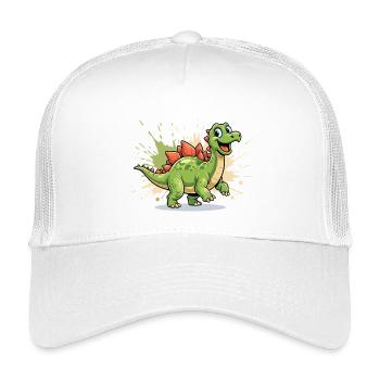 Fröhlicher Dino Stegosaurus Cartoon - Kinder Trucker-Cap - Weiß - Vorne
