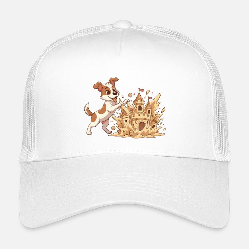 Magie de la plage des chiens et des châteaux de sable Casquette trucker enfant