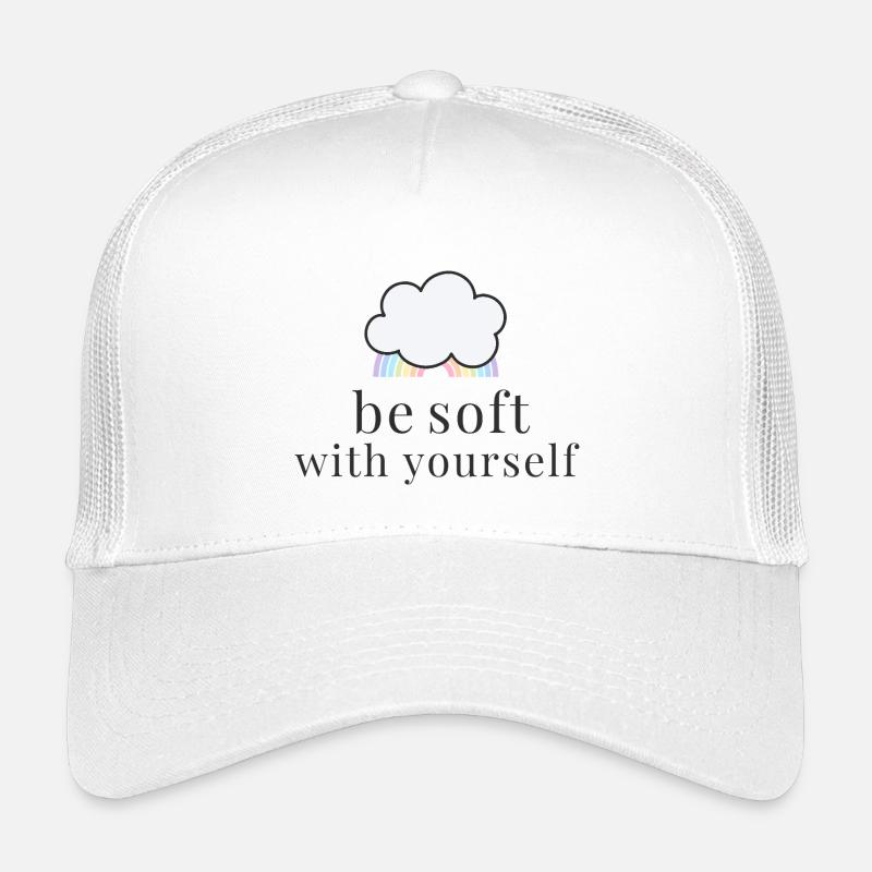 Sois doux avec toi-même Nuage avec Pastel Rainbow Casquette trucker enfant