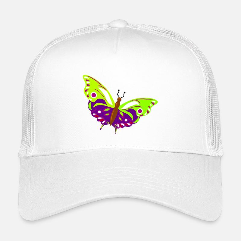 Mehrfarbige Schmetterlingsillustration - Kinder Trucker-Cap - Weiß