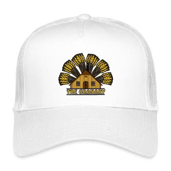 Kornspeicherfarbe mit darüber liegendem Maserungsbogen - Kinder Trucker-Cap - Weiß - Vorne