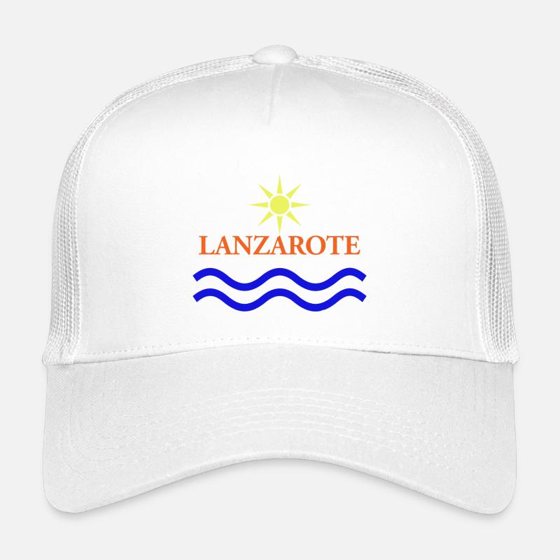 Lanzarote Sun and Waves Design - Kids’ Trucker Cap - white