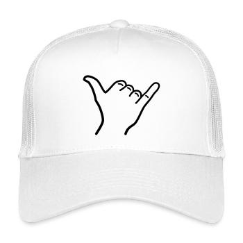 Shaka Hand Icon Outline Surfing Hawaii Greeting - Kids’ Trucker Cap - white - Front