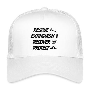 Rescue Extinguish Recovery Protect - Kids’ Trucker Cap - white - Front