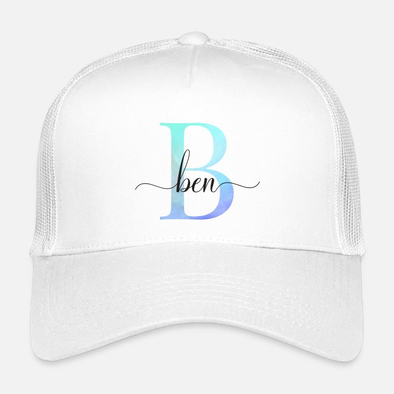 B| Monogram | Name | Ben | Watercolor Kids’ Trucker Cap