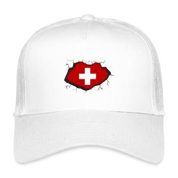 Drapeau suisse - Casquette trucker enfant - blanc - Devant