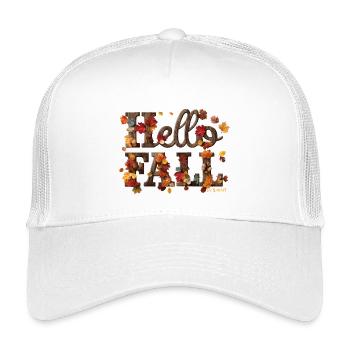 Hallo Herbst warme Herbstblätter & Buchstaben im Holzstil - Kinder Trucker-Cap - Weiß - Vorne