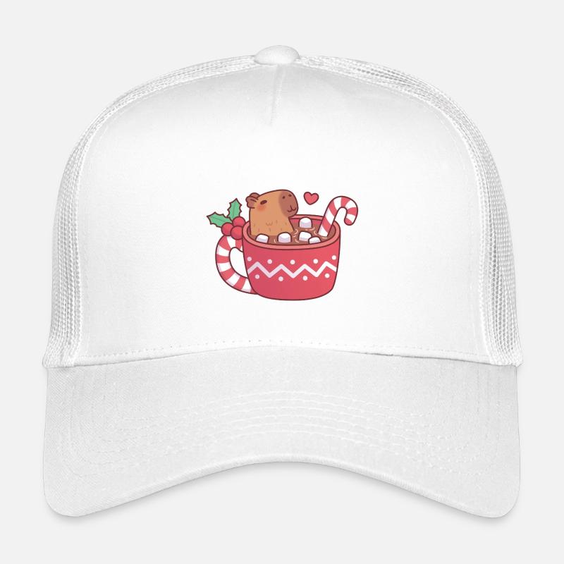 Un capybara mignon qui se détend dans un chocolat chaud avec un marshmall Casquette trucker enfant