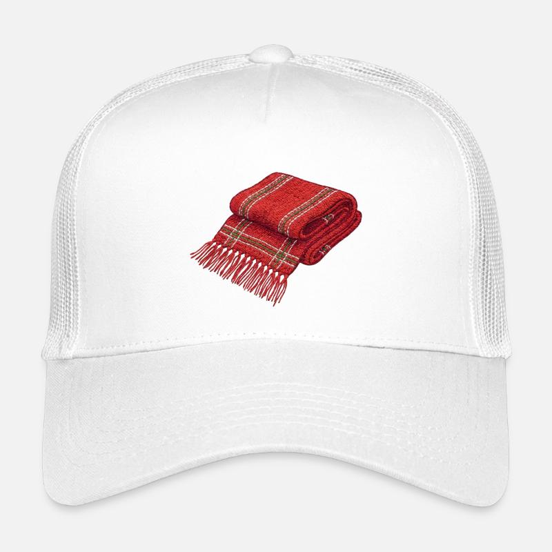 Christmas scarf in embroidered look (printed) Kids’ Trucker Cap
