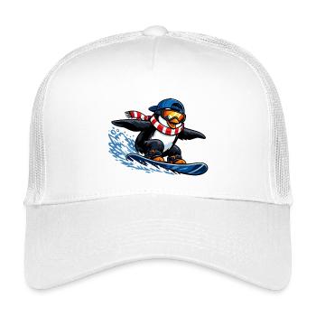 Pinguin Boarder Wintersport - Kinder Trucker-Cap - Weiß - Vorne